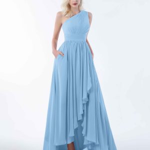 Robes De Demoiselle D'Honneur À Asymétrique Avec Poches Emerson