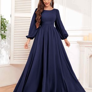 Robes De Demoiselle D'Honneur À Ruché Et Manches Longues Kaylani