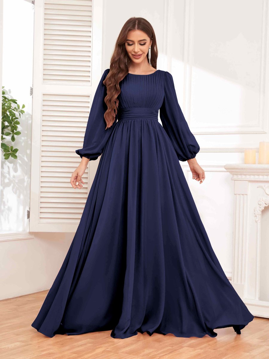 Robes De Demoiselle D'Honneur À Ruché Et Manches Longues Kaylani – Image 2