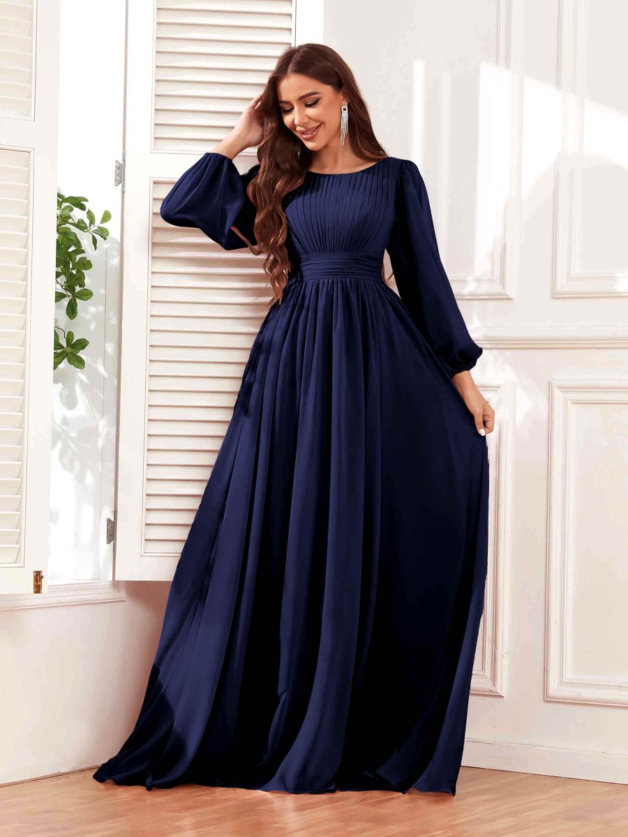 Robes De Demoiselle D'Honneur À Ruché Et Manches Longues Kaylani – Image 4