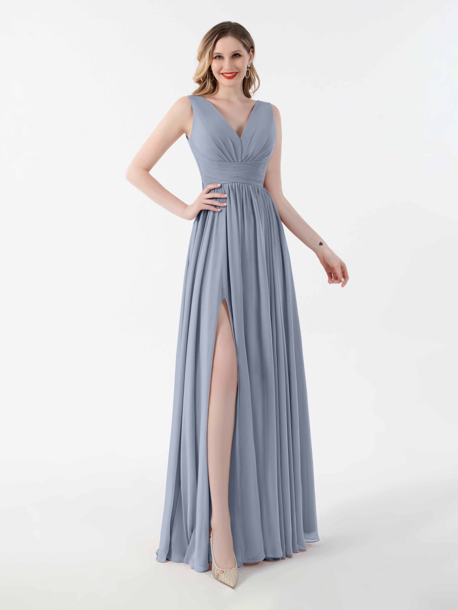 Robes De Demoiselle D'Honneur À Longueur Au Sol Et Fente À Jambe Oaklynn – Image 2