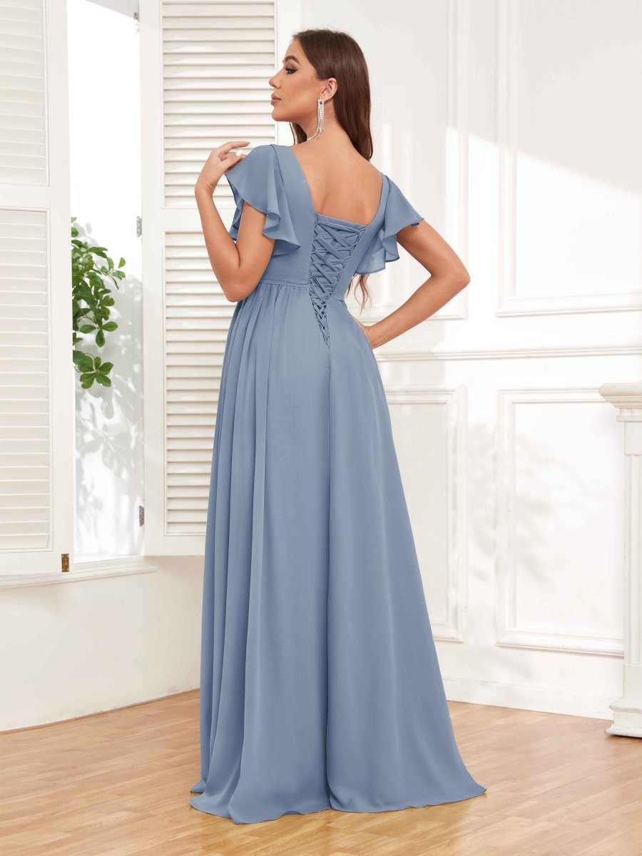 Robes De Demoiselle D'Honneur À Manches Courtes Et Col V Camille – Image 9