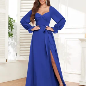 Robes De Demoiselle D'Honneur À Fente À Jambe Avec Ceinture Raegan