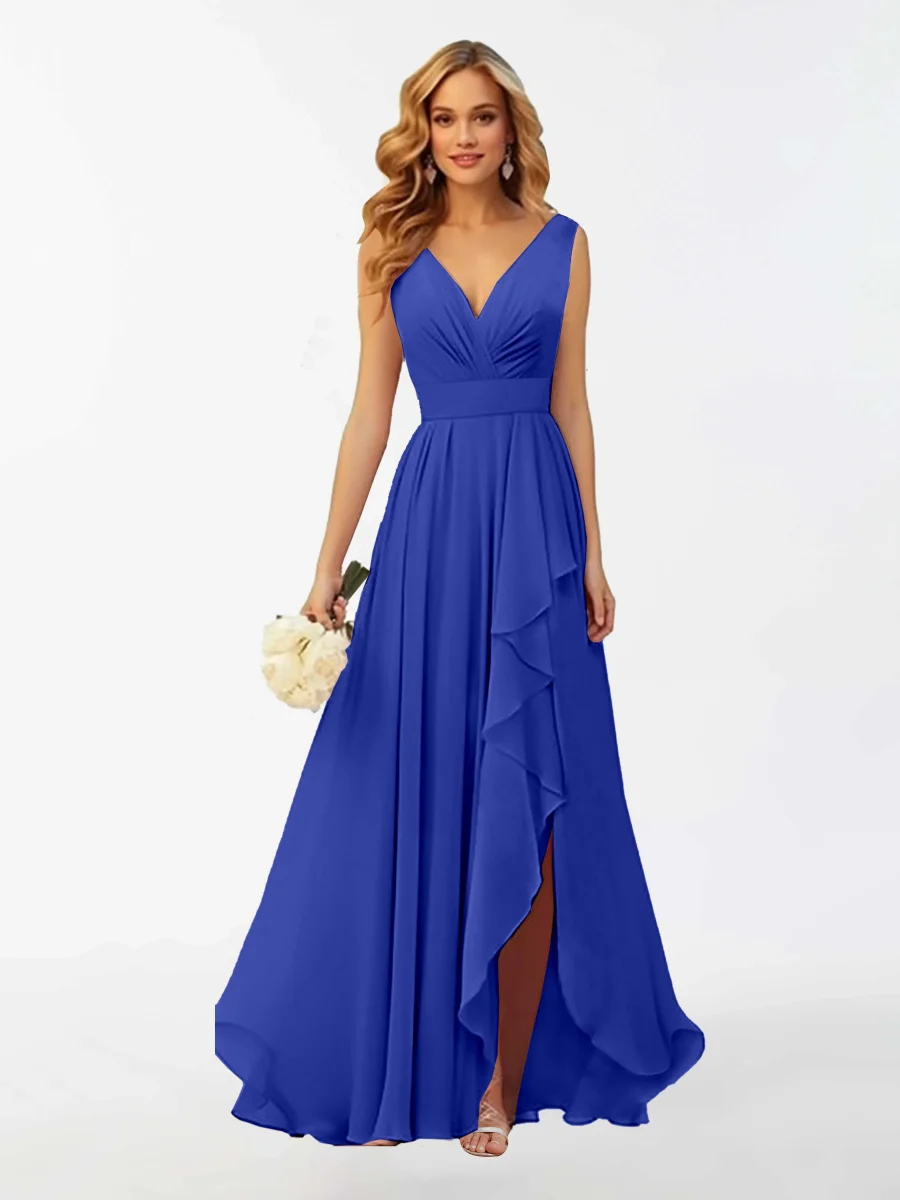 Robes De Demoiselle D'Honneur À Longueur Au Sol Et Sans Manches Kamila – Image 4