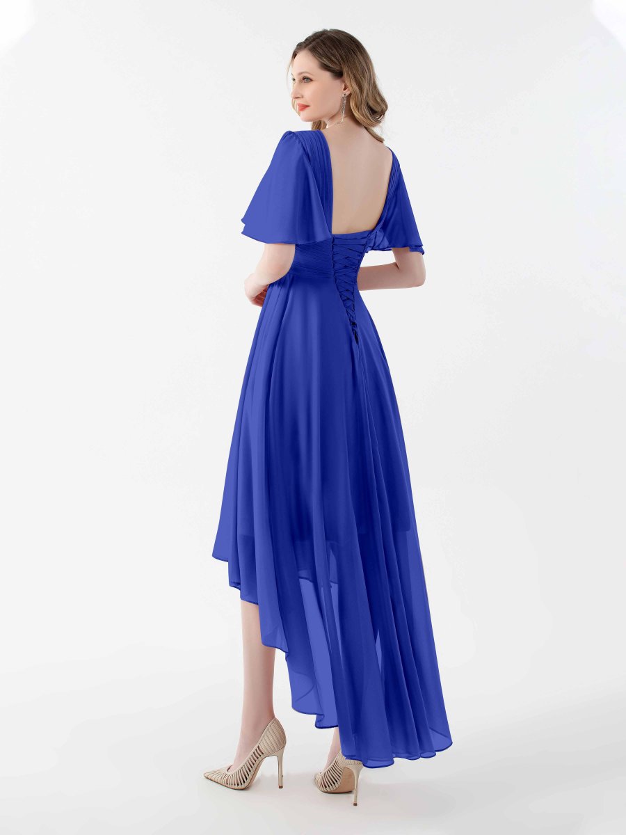 Robes De Demoiselle D'Honneur À Ruché Asymétrique Et Manches Courtes Selena – Image 3