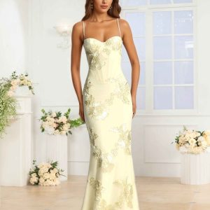 Robes De Demoiselle D'Honneur À Bretelles Spaghetti Appliqués Galatea