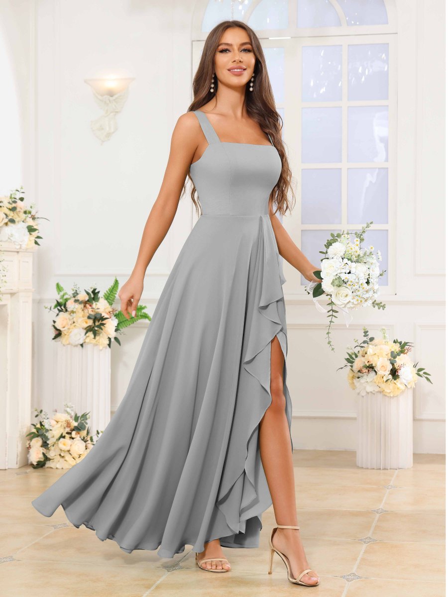 Robes De Demoiselle D'Honneur À Carré Volants Fente À Jambe Allyson – Image 5