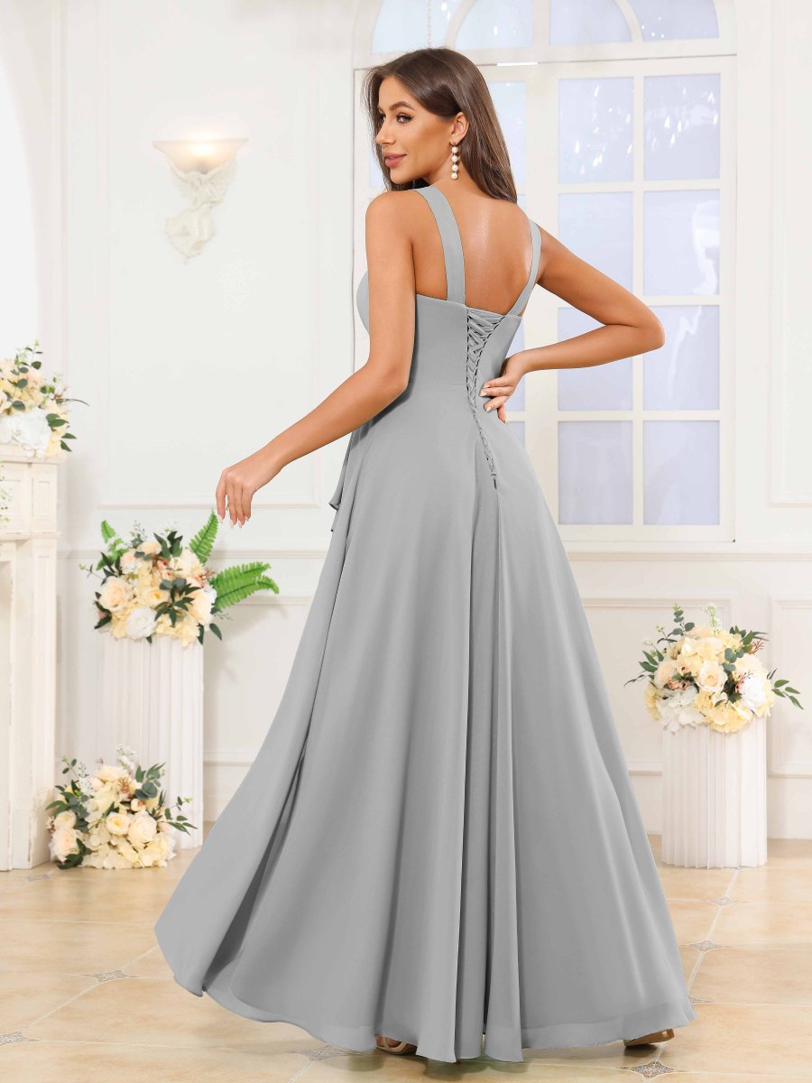 Robes De Demoiselle D'Honneur À Carré Volants Fente À Jambe Allyson – Image 6