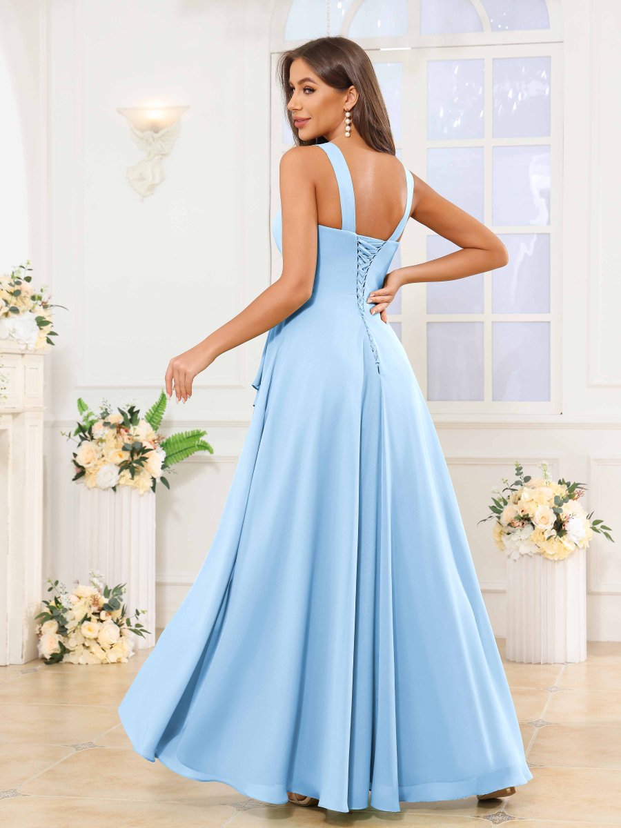 Robes De Demoiselle D'Honneur À Carré Volants Fente À Jambe Allyson – Image 9