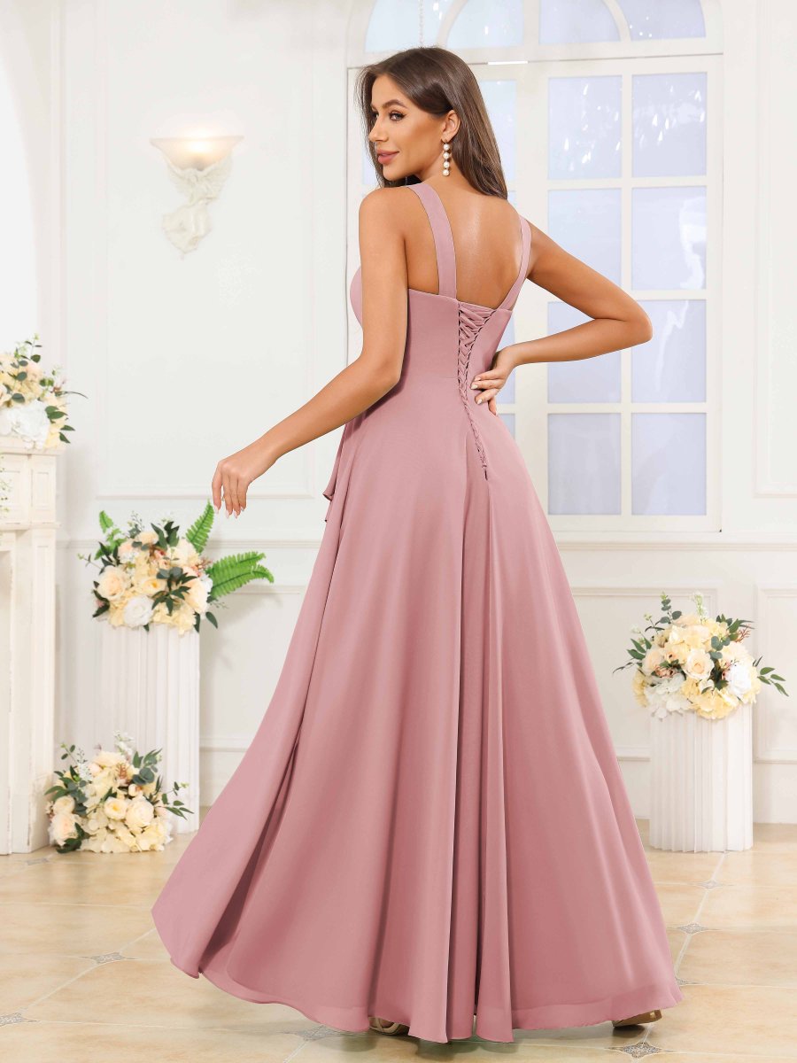 Robes De Demoiselle D'Honneur À Carré Volants Fente À Jambe Allyson – Image 3