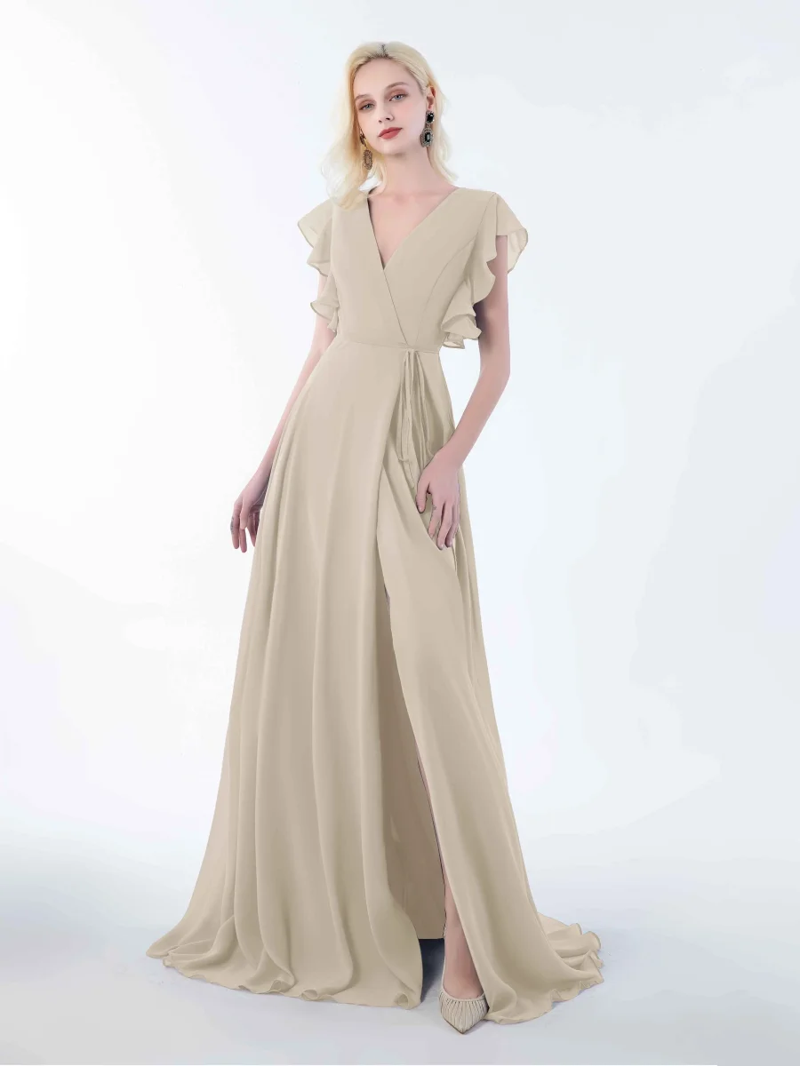 Robes De Demoiselle D'Honneur À Longueur Au Sol Et Volants Jasmine – Image 2