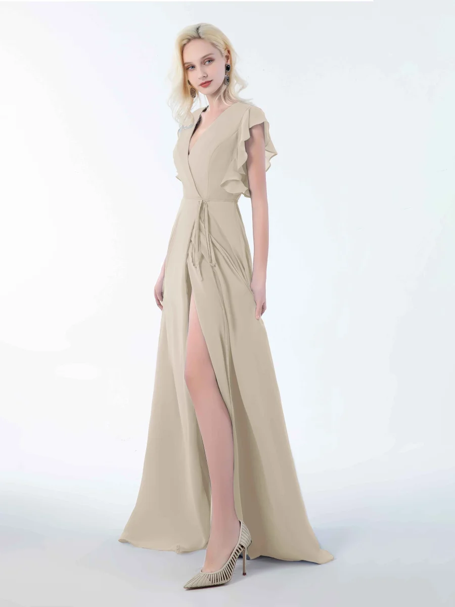 Robes De Demoiselle D'Honneur À Longueur Au Sol Et Volants Jasmine – Image 3