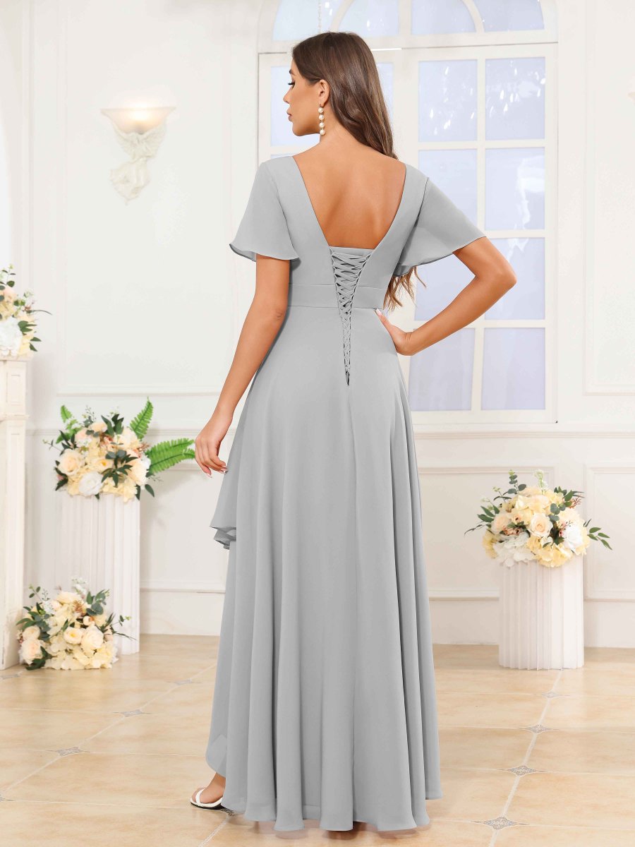 Robes De Demoiselle D'Honneur À Col V Asymétrique Volants Noah – Image 6