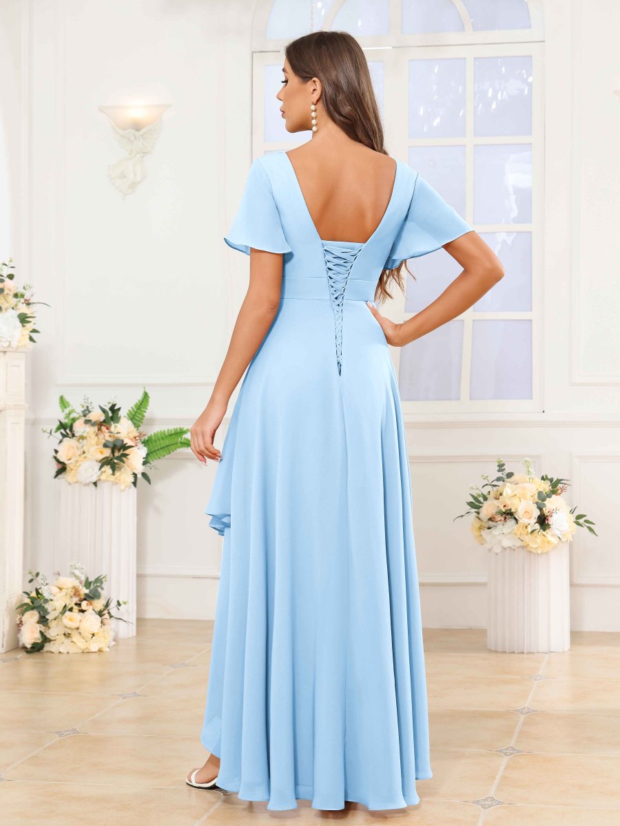 Robes De Demoiselle D'Honneur À Col V Asymétrique Volants Noah – Image 9