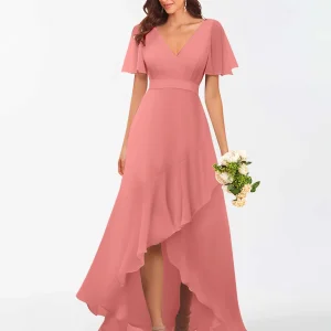 Robes De Demoiselle D'Honneur À Manches Courtes Et Volants Diana