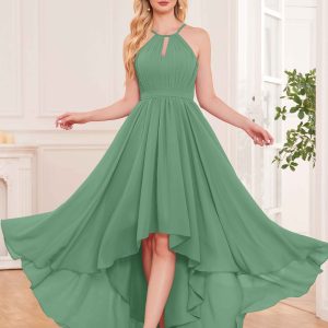 Robes De Demoiselle D'Honneur À Licou Dos À Nœud Asymétrique Elliana