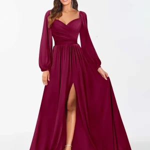 Robes De Demoiselle D'Honneur À Manches Longues Et Longueur Au Sol Hope