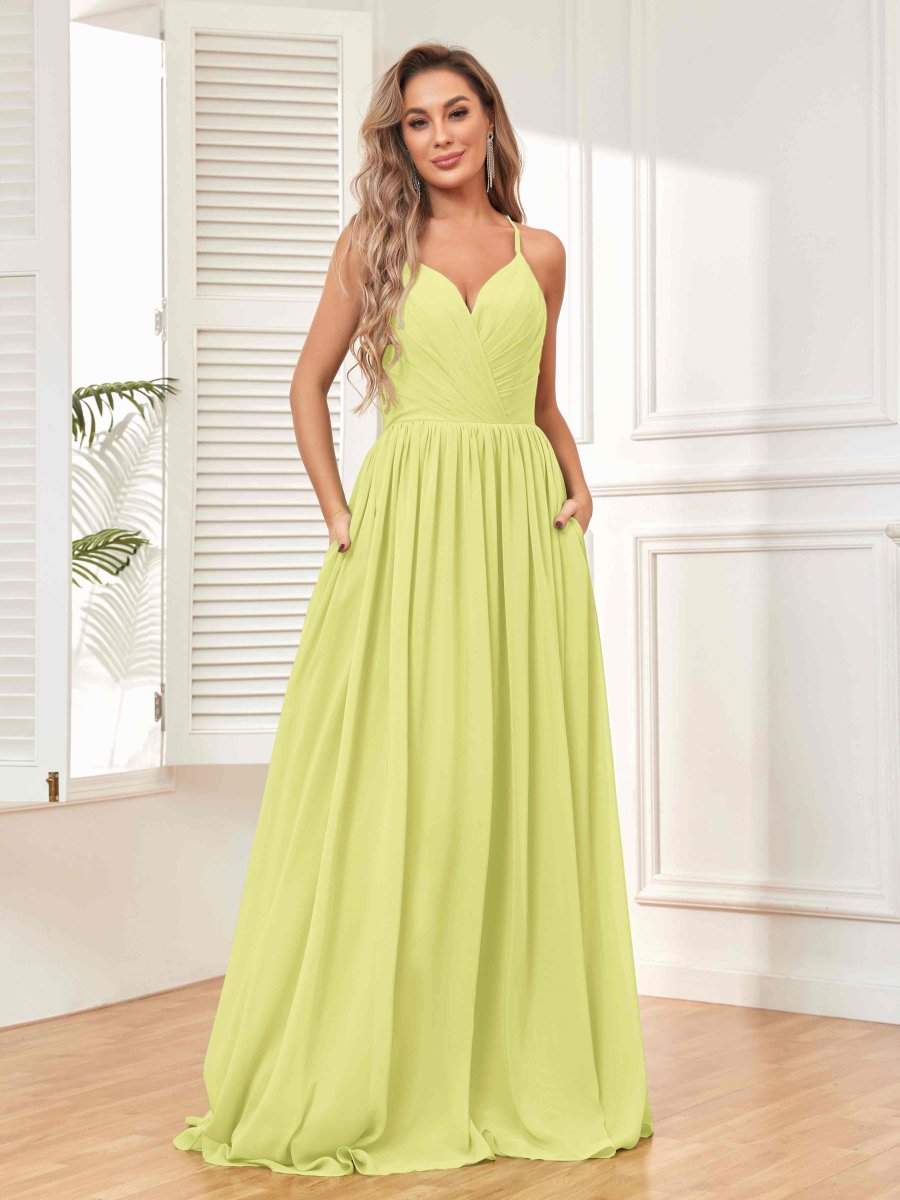 Robes De Demoiselle D'Honneur À Bretelles Spaghetti Longueur Au Sol Caroline – Image 7