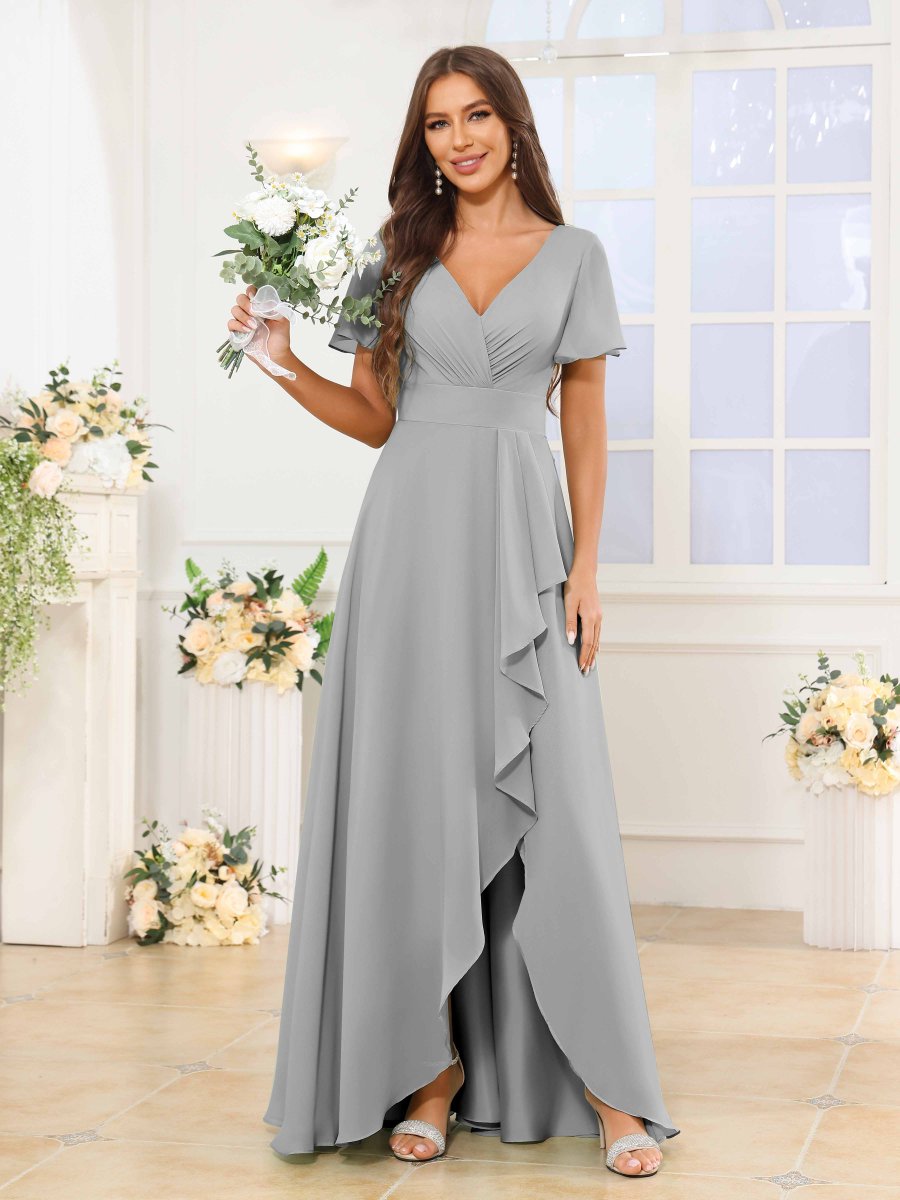 Robes De Demoiselle D'Honneur À Manches Courtes Volants Zaylee – Image 7