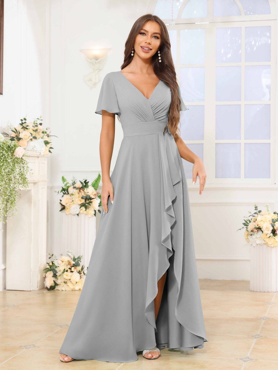 Robes De Demoiselle D'Honneur À Manches Courtes Volants Zaylee – Image 8