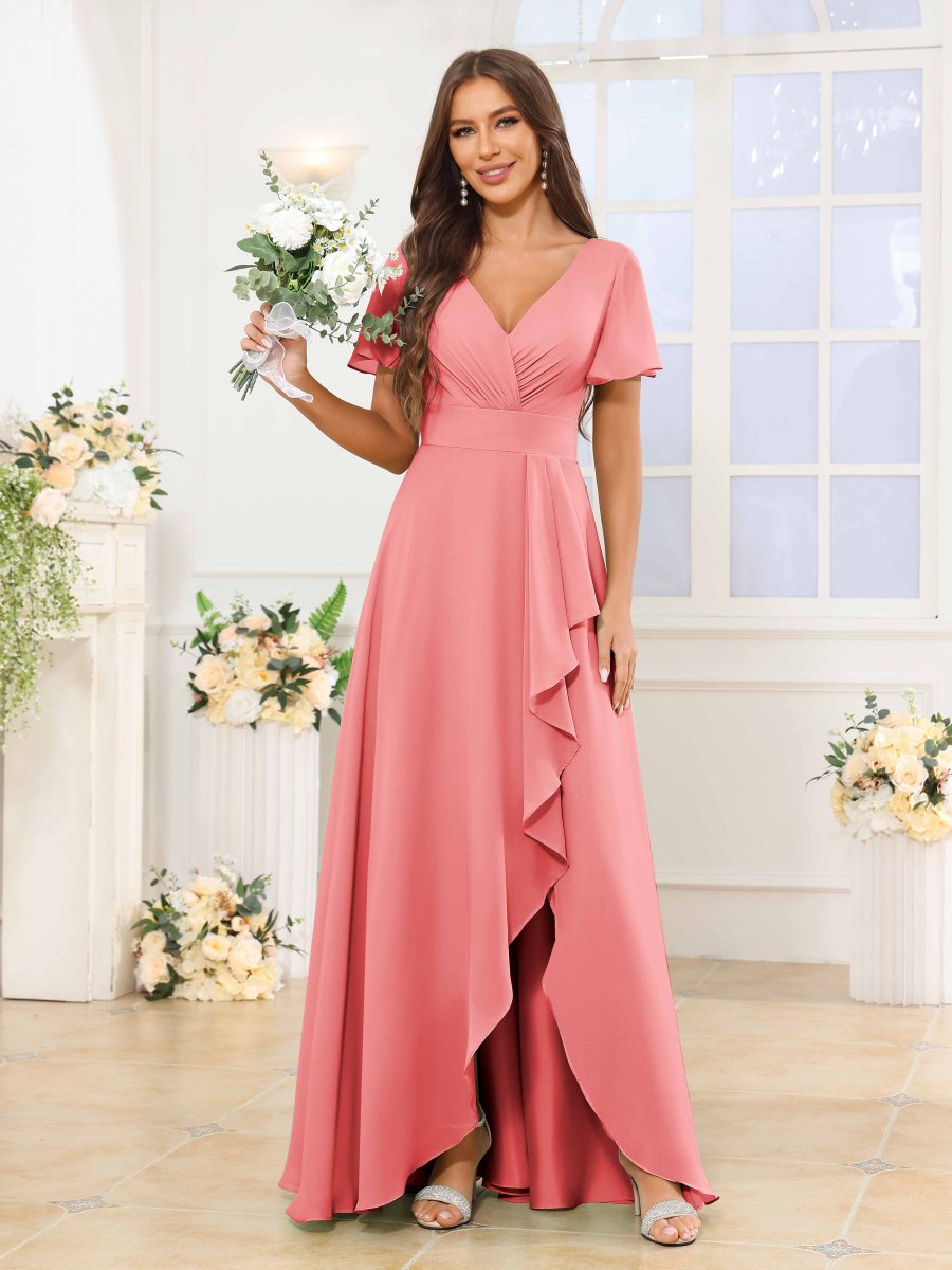 Robes De Demoiselle D'Honneur À Manches Courtes Volants Zaylee – Image 5