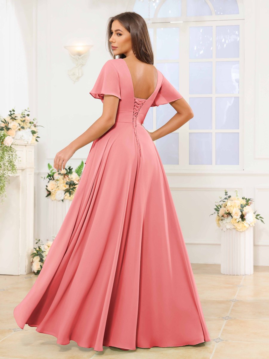 Robes De Demoiselle D'Honneur À Manches Courtes Volants Zaylee – Image 6