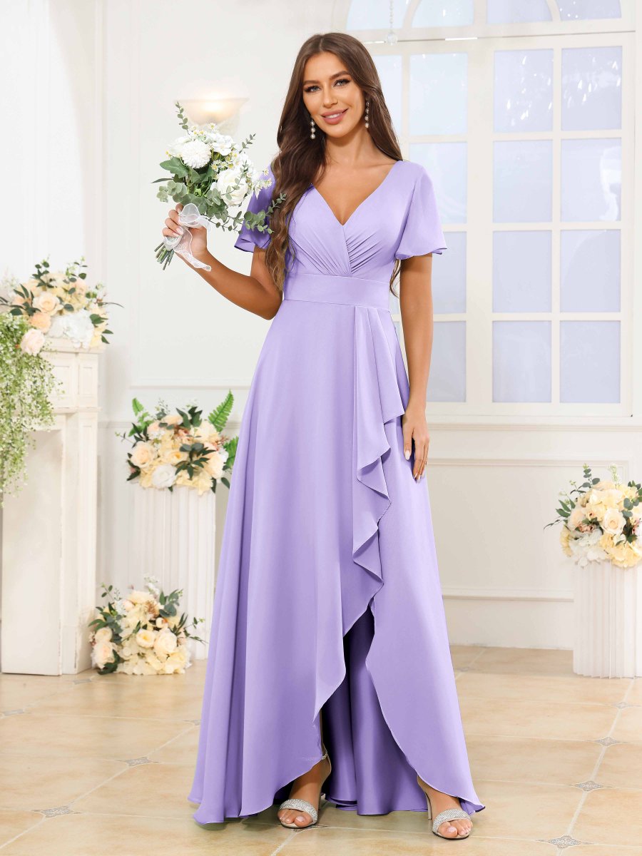 Robes De Demoiselle D'Honneur À Manches Courtes Volants Zaylee – Image 2