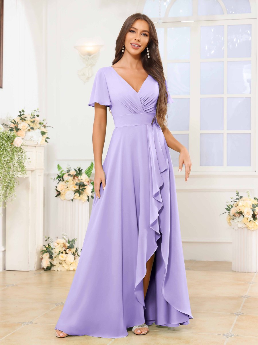 Robes De Demoiselle D'Honneur À Manches Courtes Volants Zaylee – Image 3