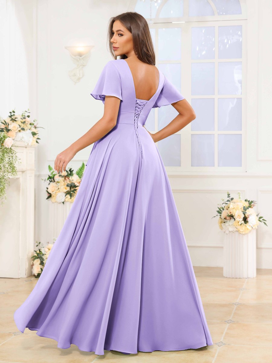 Robes De Demoiselle D'Honneur À Manches Courtes Volants Zaylee – Image 4