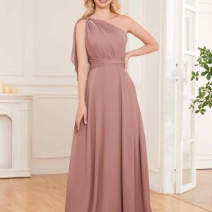 Robes De Demoiselle D'Honneur À Une Épaule Et Longueur Au Sol Sloane