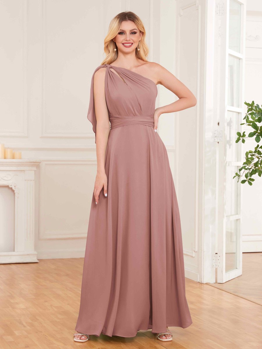 Robes De Demoiselle D'Honneur À Une Épaule Et Longueur Au Sol Sloane