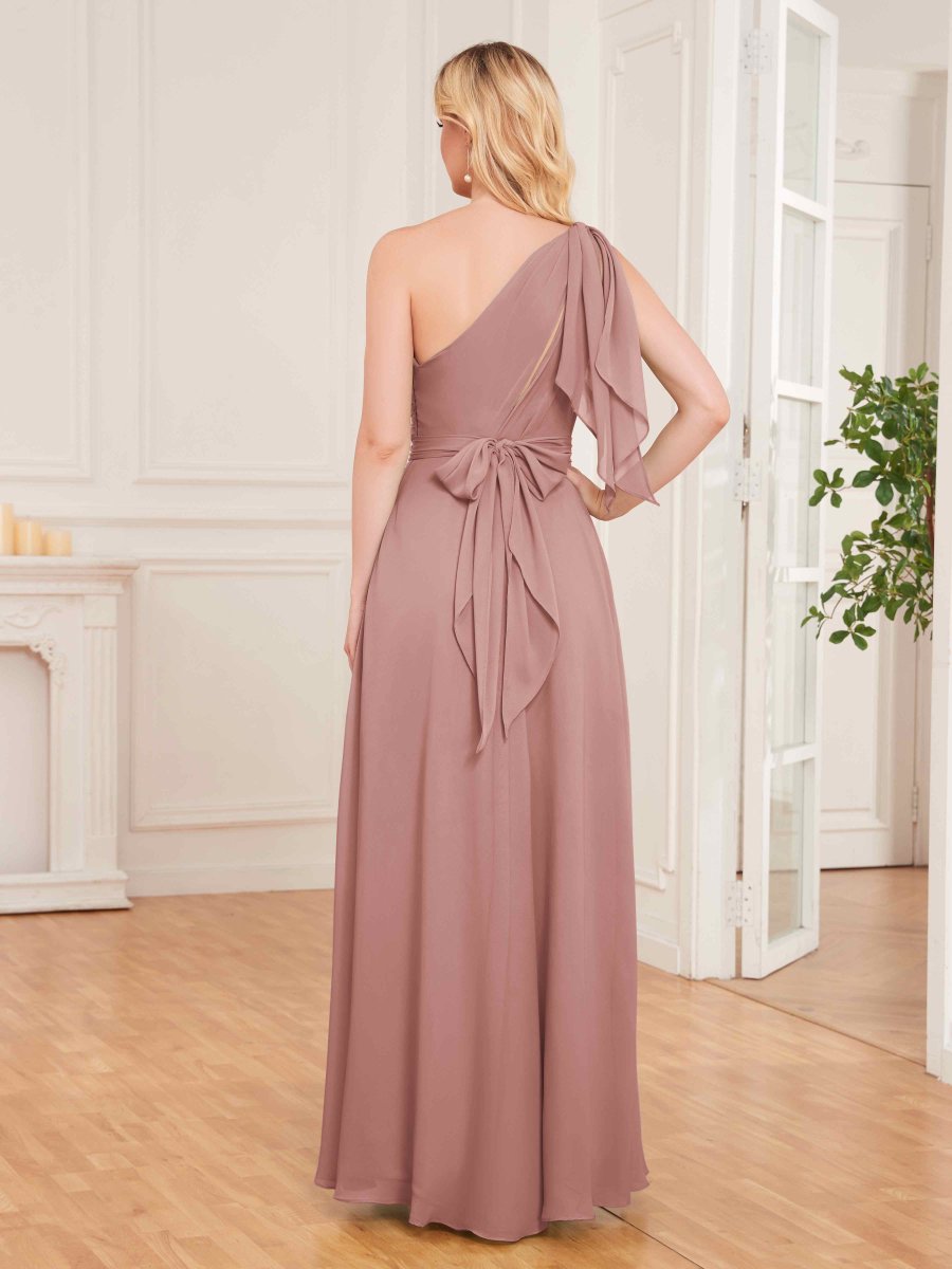 Robes De Demoiselle D'Honneur À Une Épaule Et Longueur Au Sol Sloane – Image 3