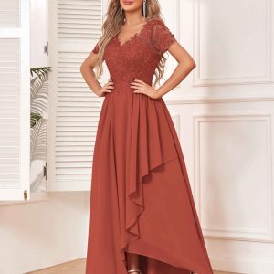 Robes De Demoiselle D'Honneur À Asymétrique Et Illusion Dentelle Lillian