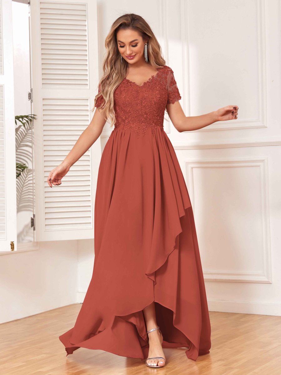 Robes De Demoiselle D'Honneur À Asymétrique Et Illusion Dentelle Lillian – Image 4