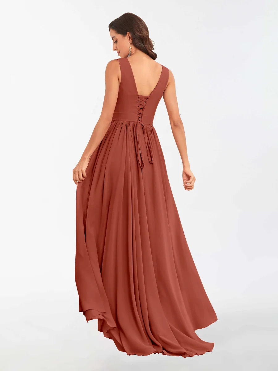 Robes De Demoiselle D'Honneur À Longueur Au Sol Et Sans Manches Kamila – Image 3