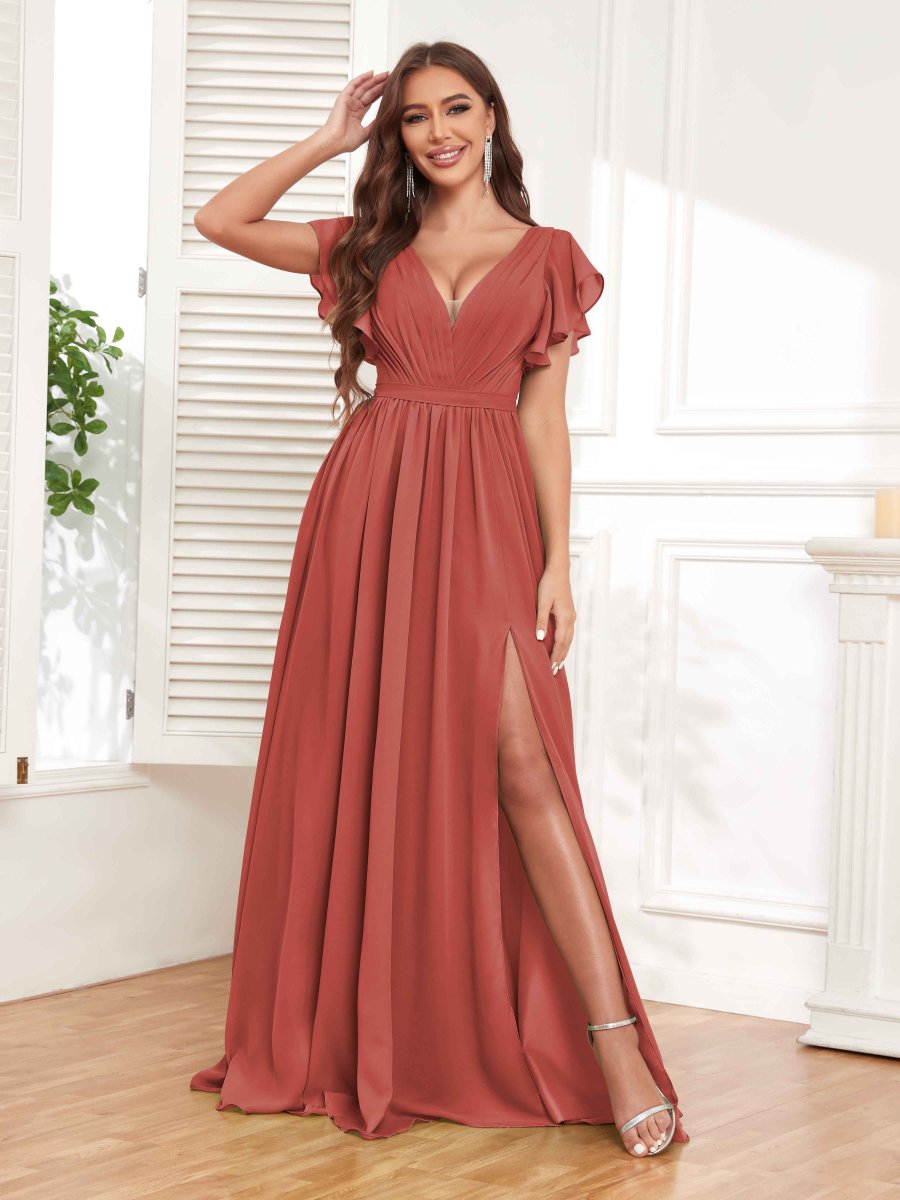 Robes De Demoiselle D'Honneur À Manches Courtes Et Col V Camille – Image 5