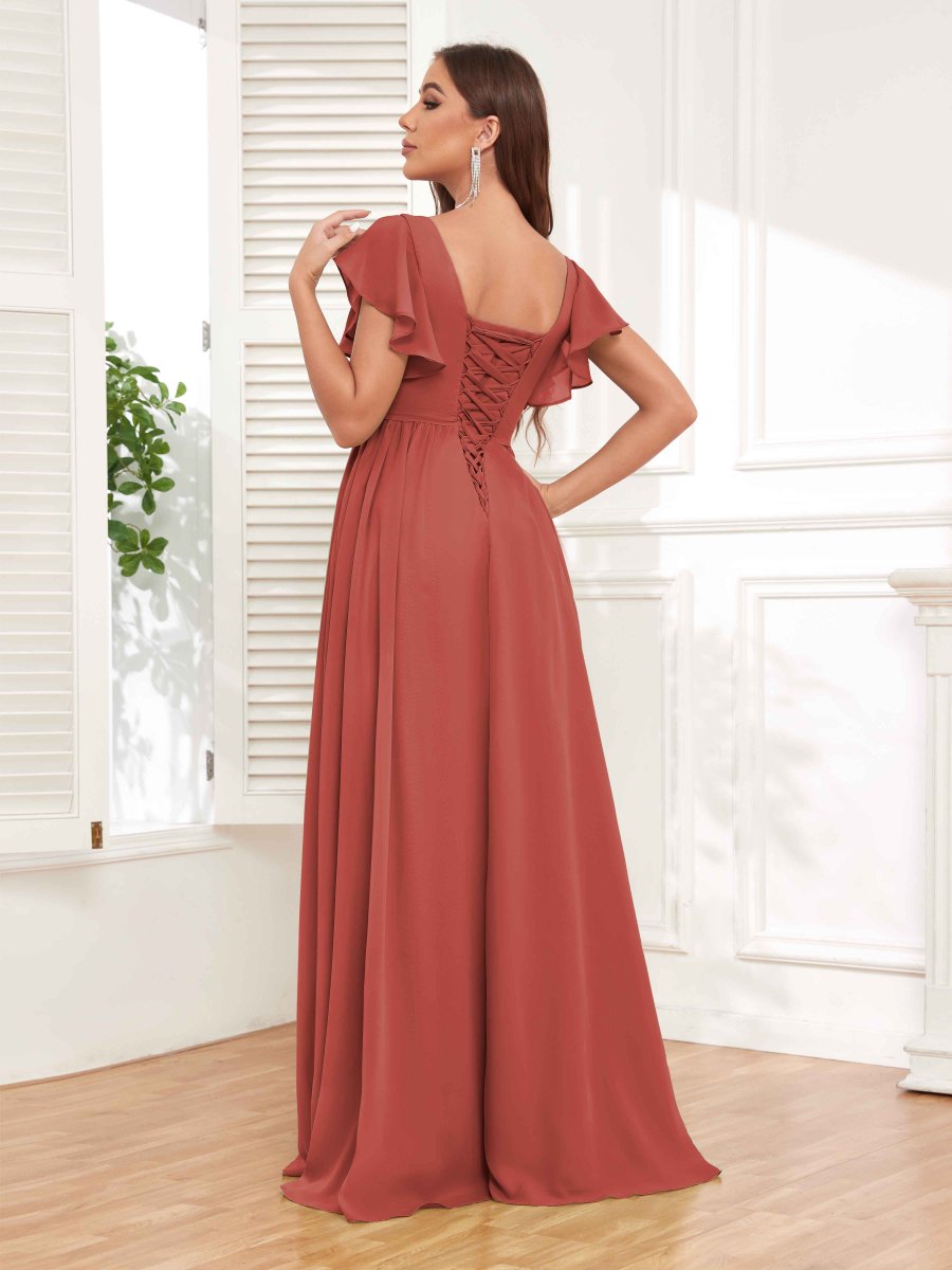 Robes De Demoiselle D'Honneur À Manches Courtes Et Col V Camille – Image 7