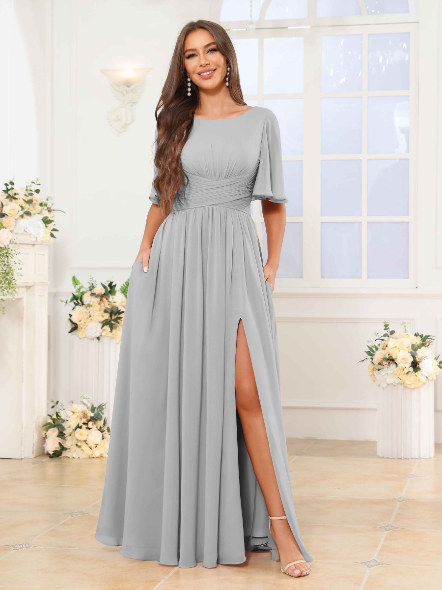 Robes De Demoiselle D'Honneur À Ruché Fente À Jambe Poches Anahi – Image 8