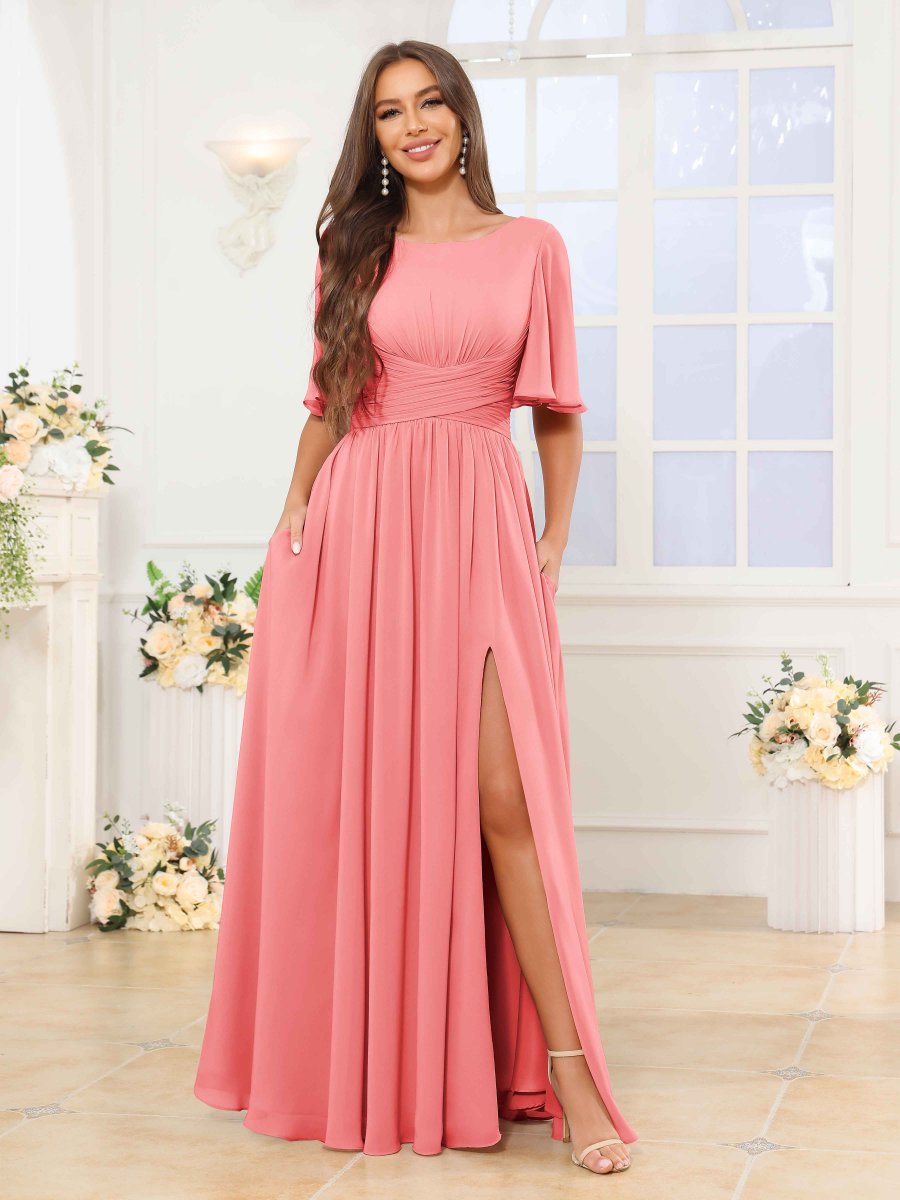 Robes De Demoiselle D'Honneur À Ruché Fente À Jambe Poches Anahi – Image 6