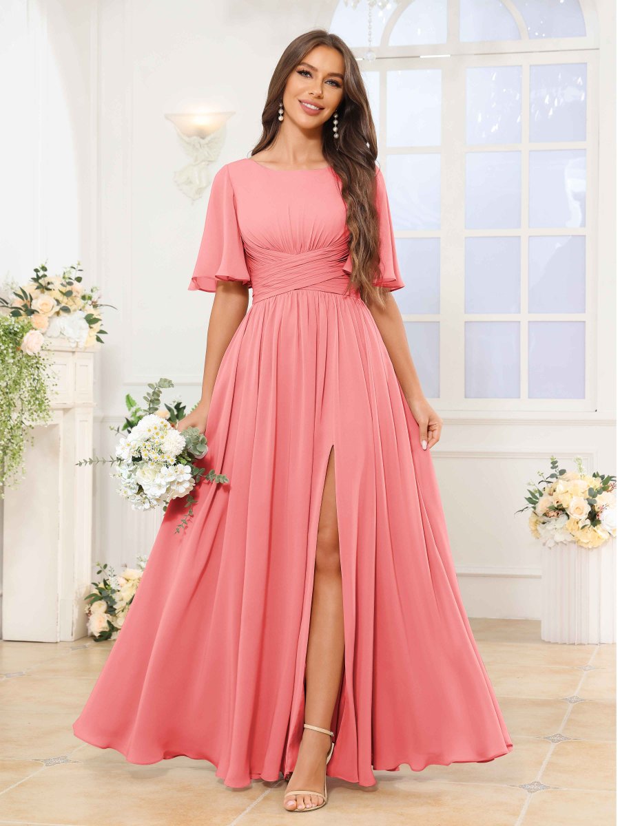 Robes De Demoiselle D'Honneur À Ruché Fente À Jambe Poches Anahi – Image 5