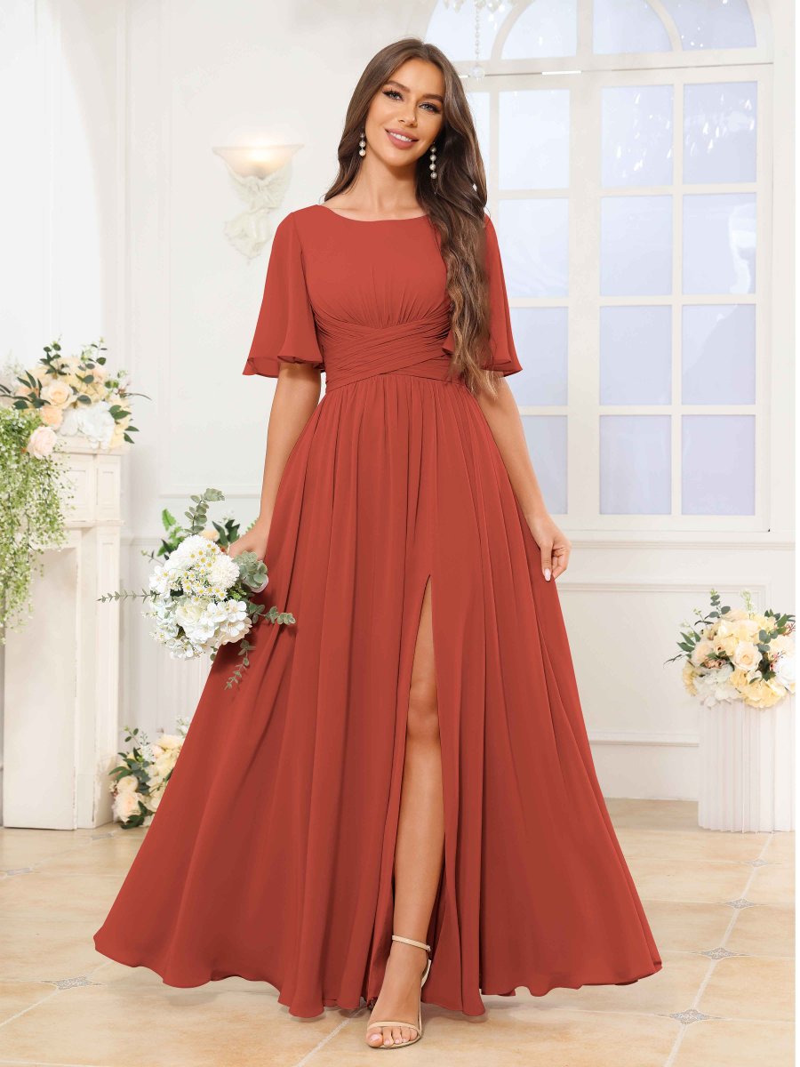 Robes De Demoiselle D'Honneur À Ruché Fente À Jambe Poches Anahi – Image 3