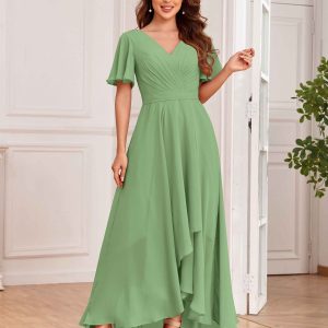 Robes De Demoiselle D'Honneur À Manches Courtes Et À Lacets Lyla