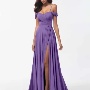 Robes De Demoiselle D'Honneur À Fente À Jambe Et Bretelles Spaghetti Myla