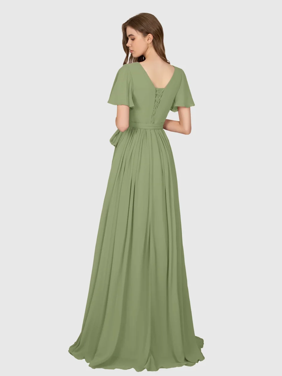 Robes De Demoiselle D'Honneur À Col En V Et Fente À Jambe Scarlett – Image 3