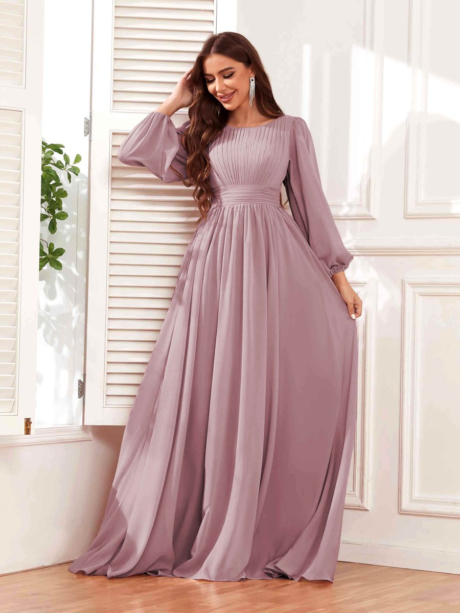 Robes De Demoiselle D'Honneur À Ruché Et Manches Longues Kaylani – Image 8