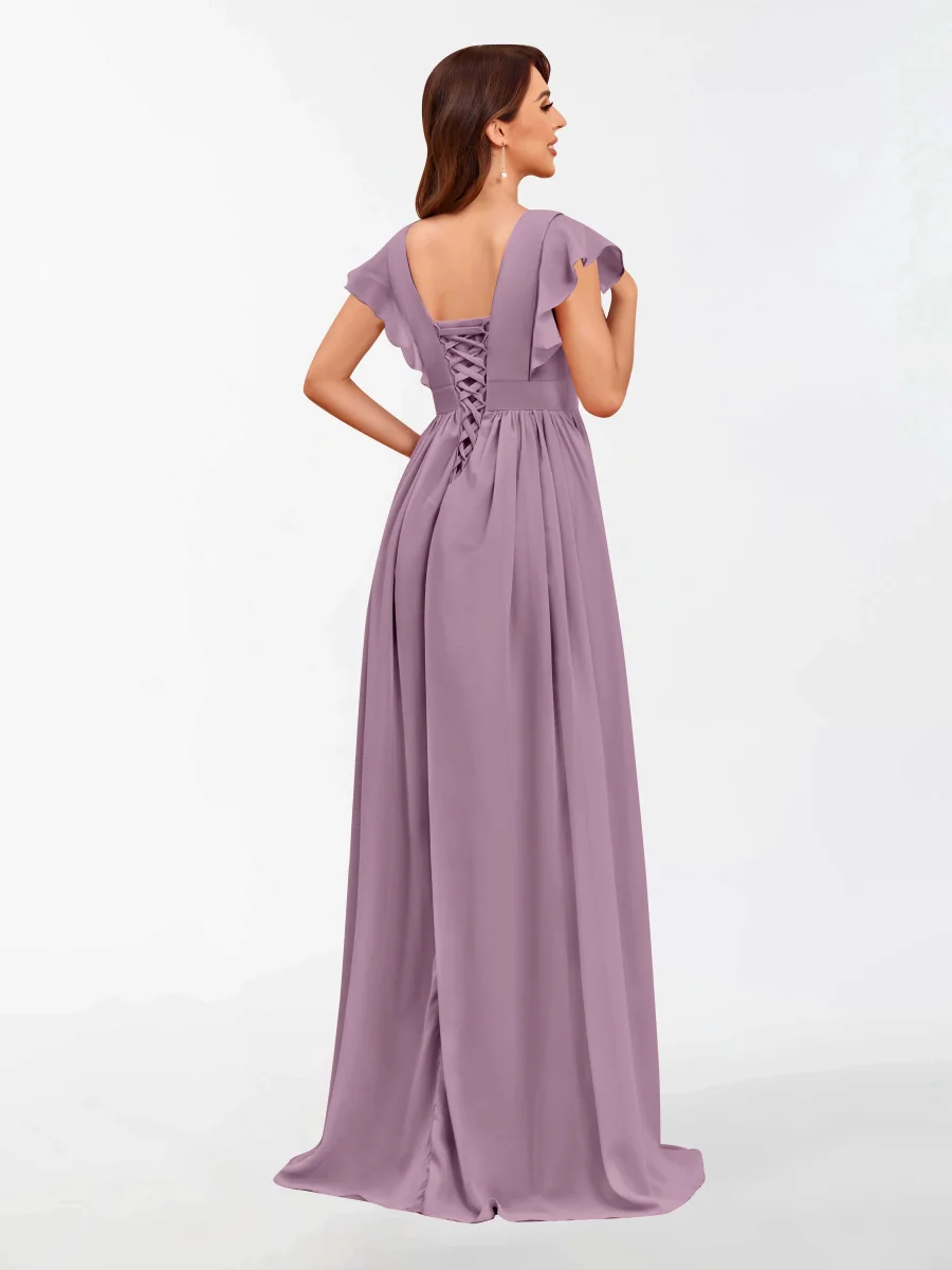 Robes De Demoiselle D'Honneur À Manches Courtes Et À Lacets Vera – Image 3