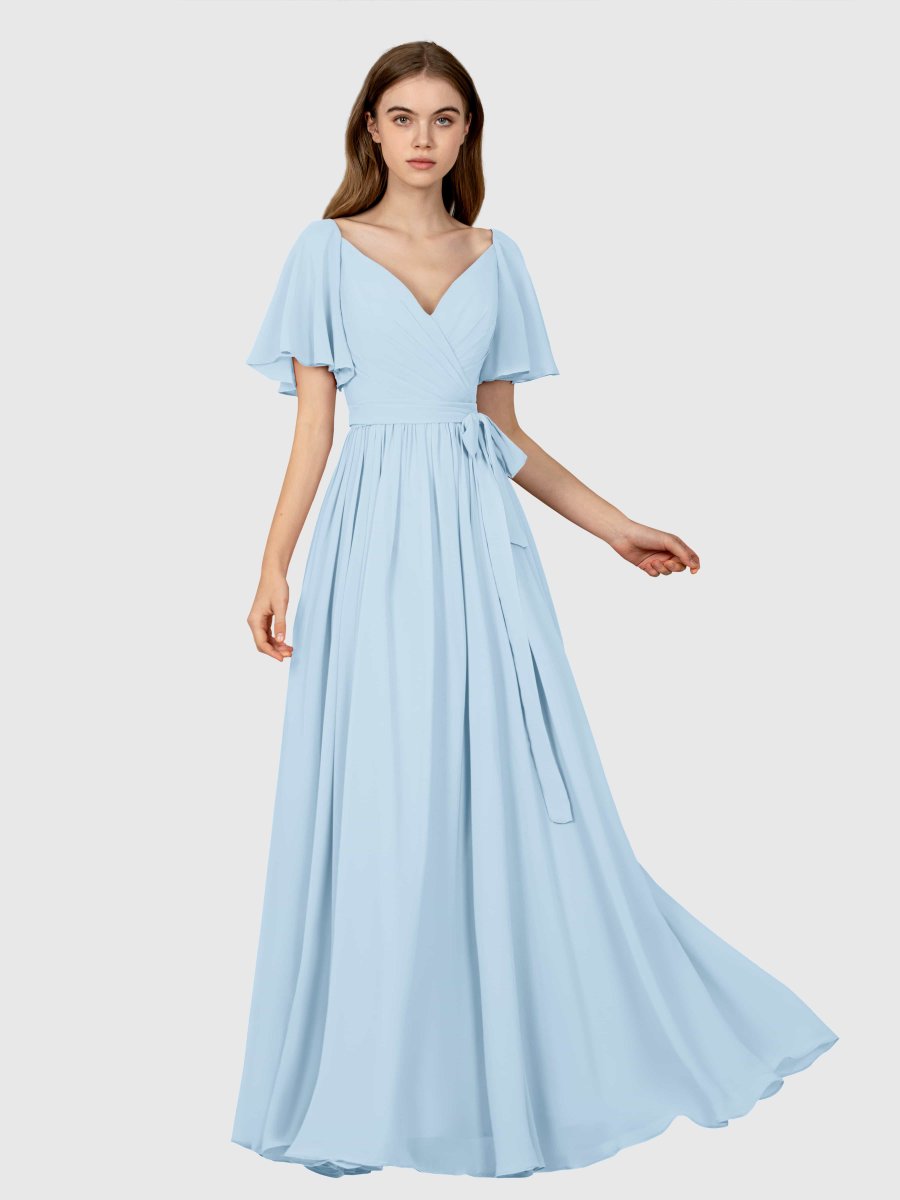 Robes De Demoiselle D'Honneur À Manches Courtes Col V Avec Poches Avery – Image 7