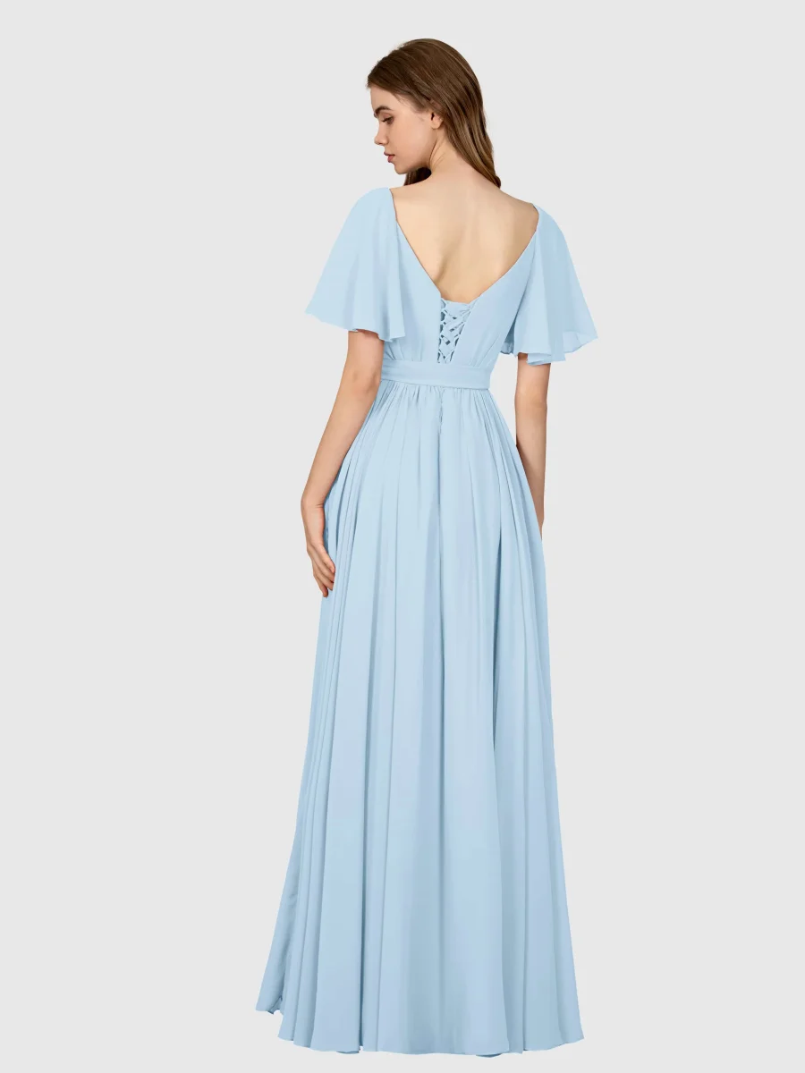 Robes De Demoiselle D'Honneur À Manches Courtes Col V Avec Poches Avery – Image 9