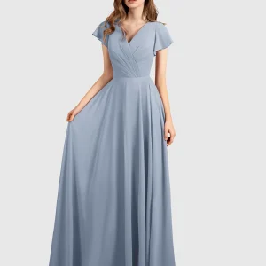 Robes De Demoiselle D'Honneur À Lacets Avec Manches Courtes Sofia