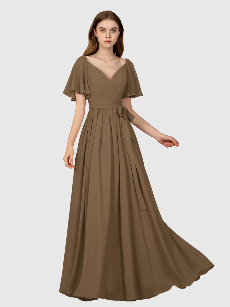 Robes De Demoiselle D'Honneur À Manches Courtes Col V Avec Poches Avery – Image 2